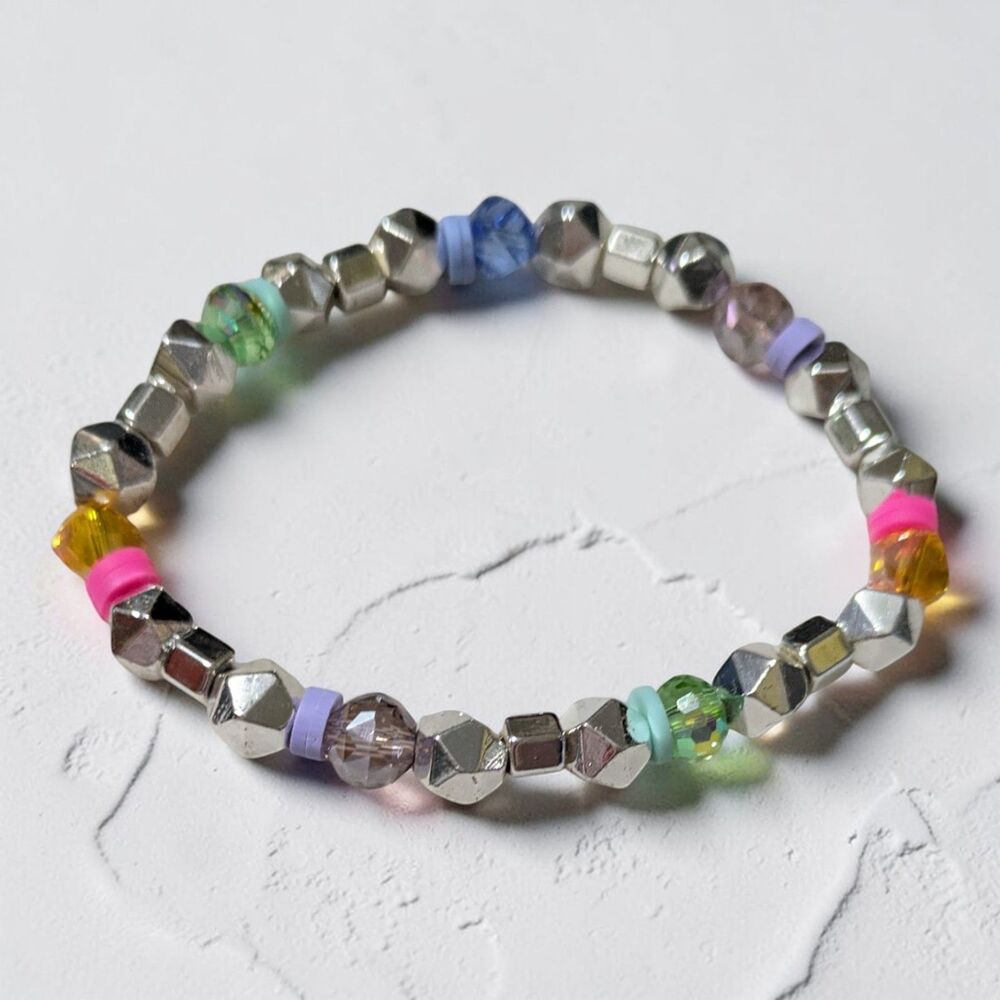 Colorful Beaded Stretch Bracelet Cute Stackable Bracelet Trendy Bead Jewelry - Picture 3 of 4